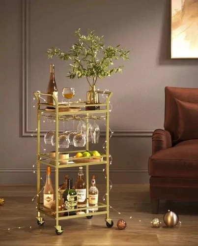 Tier drinks trolley - 3-tier, gold