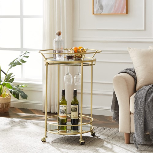 Round drinks trolley gold - round, 2
