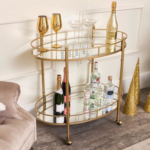 Gold mirrored oval - gold, drinks