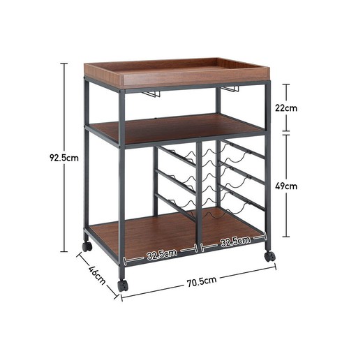 Kitchen cart wood - wood/glass, metal
