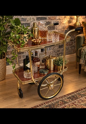 Vintage gold drinks trolley - trolley, 2