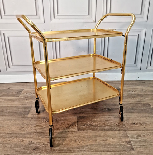 Vintage gold drinks trolley - gold,