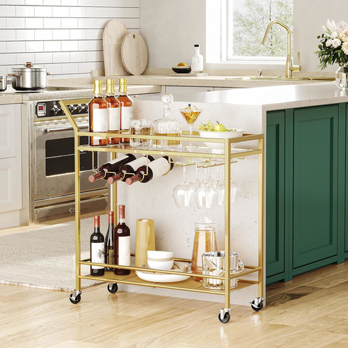 Hoobro drinks trolley gold - trolley,