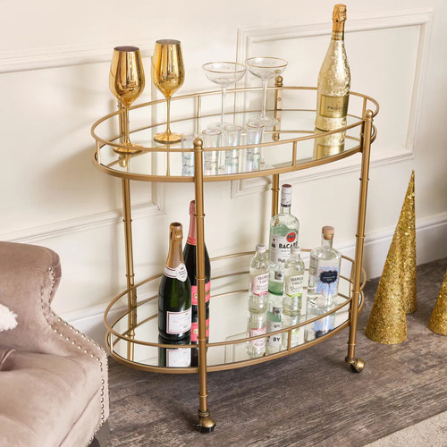 Gold mirrored oval - gold, drinks