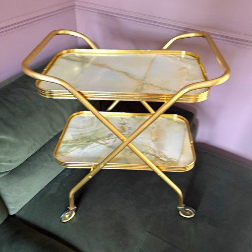 Vintage gold drinks trolley - drinks, 2