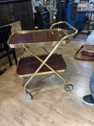Folding drinks trolley gold - folding,