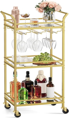 Tier drinks trolley gold - 3-tier,