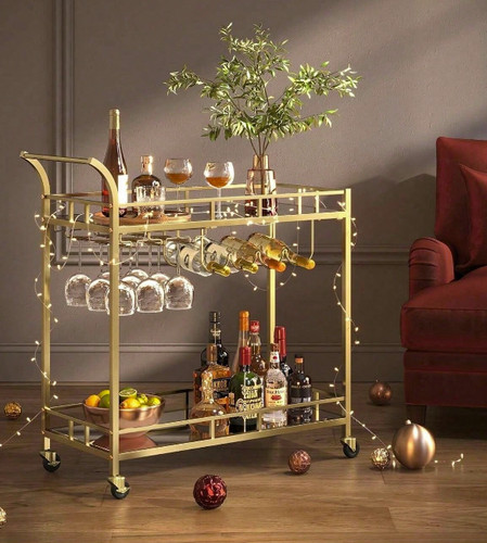 Gold drinks trolley tier - drinks, 2-tier