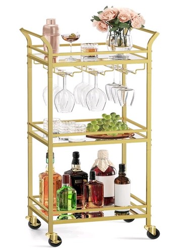 Tier drinks trolley - gold, bar