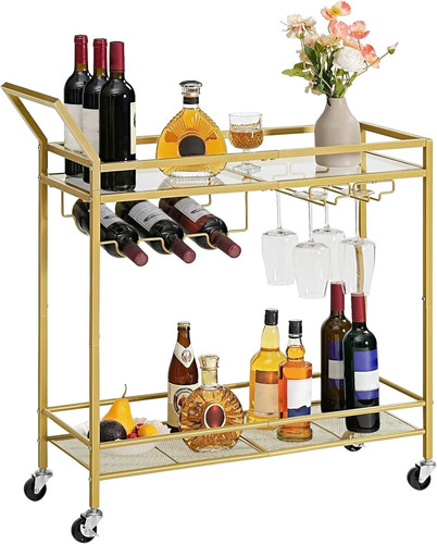 Hoobro drinks trolley - trolley, gold
