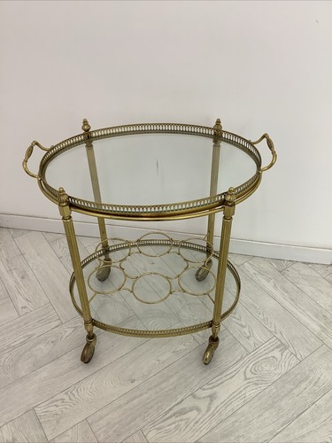 Vintage brass drinks trolley - vintage,