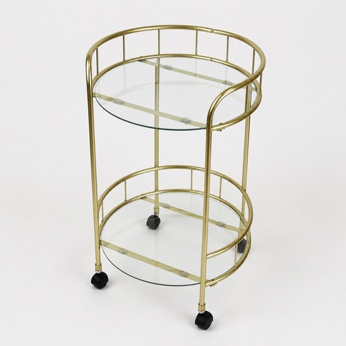 Gold drinks trolley with - drinks, glass