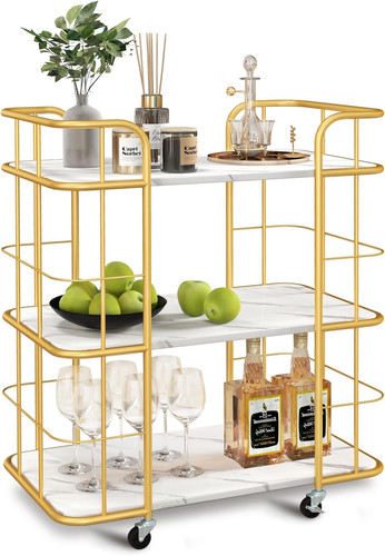 Gold drinks trolley - gold, 3