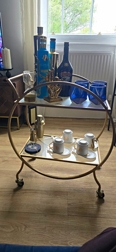 Gold metal glass oval drinks - gold,